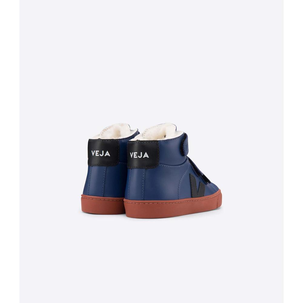 Blue Kids' Veja ESPLAR MID FURED LEATHER Shoes | AU 758OKI